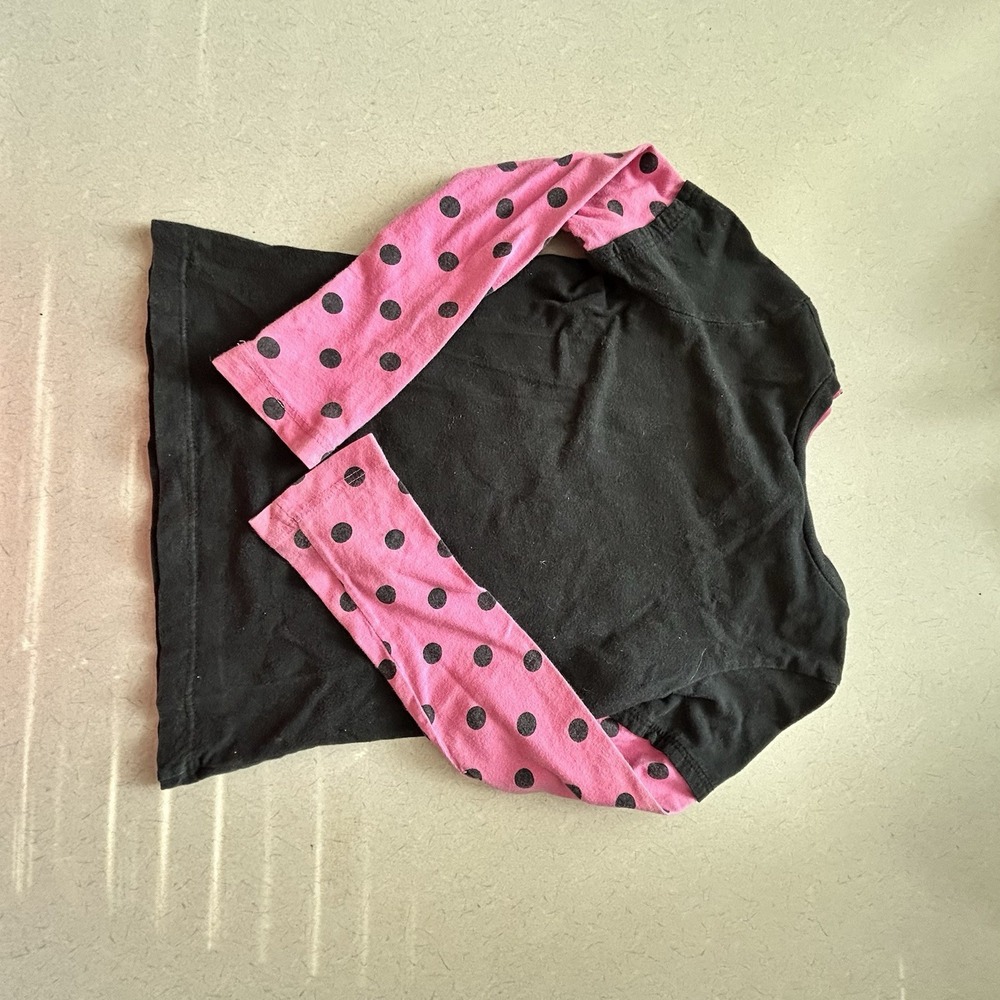 Disney High School Musical Kids Shirt Black Pink‎ Polka Dot Layered Tee Size 6X - Picture 7 of 9